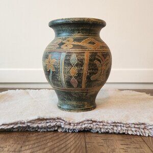 Ceramic vase with floral/geometric designs